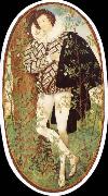 Nicholas Hilliard Leaning younger in rose bush oil painting on canvas